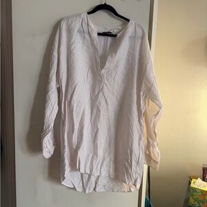 Marissa Webb White 100% Linen Blend Scoop Neck Top Dress